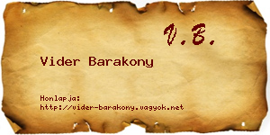 Vider Barakony névjegykártya